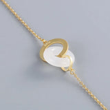 925 Sterling Silver Hetian Jade Double Circle Safty Lucky Buckle Necklace
