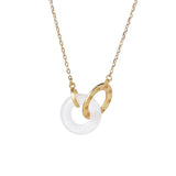 925 Sterling Silver Hetian Jade Double Circle Safty Lucky Buckle Necklace