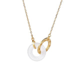 925 Sterling Silver Hetian Jade Double Circle Safty Lucky Buckle Necklace