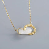 925 Sterling Silver Hetian Jade Double Circle Safty Lucky Buckle Necklace