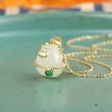 S925 Sterling Silver Hetian Jade Chalcedony Necklace