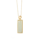 ZFSILVER S925 Sterling Silver Hetian Jade Rectangle Necklace for Women