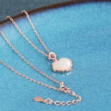 925 Silver Red Agate Hetian Jade Rose Safety Lock Necklace for Women