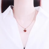 925 Silver Red Agate Hetian Jade Rose Safety Lock Necklace for Women