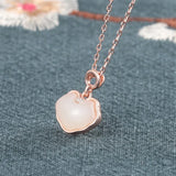 925 Silver Red Agate Hetian Jade Rose Safety Lock Necklace for Women