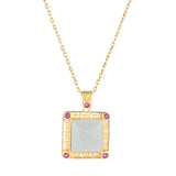 925 Sterling Silver Agate Jade Garnet Square Necklace Wedding Jewelry