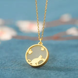 S925 Sterling Silver Hetian Jade Cat Paw Necklace Wedding Jewelry