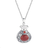 S925 Sterling Silver Red Agate Lucky Money Bag Necklace Pendant