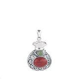 S925 Sterling Silver Red Agate Lucky Money Bag Necklace Pendant
