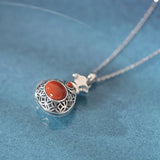 S925 Sterling Silver Red Agate Lucky Money Bag Necklace Pendant