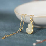 S925 Sterling Silver Hetian Jade Gourd Necklace for Women