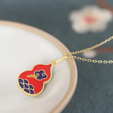 S925 Sterling Silver Hetian Jade Gourd Necklace for Women