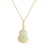 S925 Sterling Silver Hetian Jade Gourd Necklace for Women