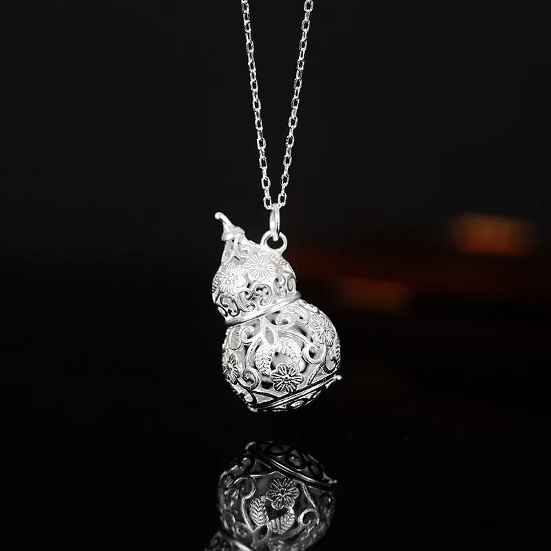 ZFSILVER S925 Sterling Silver 3-D Gourd Necklaces For Women