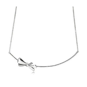 S925 Sterling Silver Necklace Love Four-leaf Clover Diamonds Bow Pendant