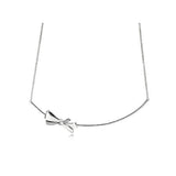 XL4 S925 Love Four-leaf Clover Necklace with Diamonds Bow Pendant