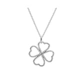 XL4 S925 Love Four-leaf Clover Necklace with Diamonds Bow Pendant