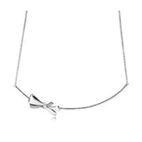 S925 Sterling Silver Necklace Love Four-leaf Clover Diamonds Bow Pendant