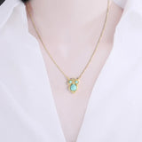 ZFSILVER S925 Sterling Silver Turquoise Owl Necklace