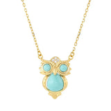 ZFSILVER S925 Sterling Silver Turquoise Owl Necklace
