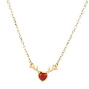 S925 Sterling Silver South Red Agate With You All The Way Deer Necklaces