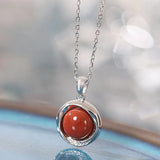 S925 Silver Jade Red Agate Turquoise Star Necklace