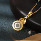 925 Silver South Red Agate Hetian Jade Gourd Necklace Women Wedding Jewelry