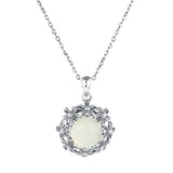 925 Sterling Silver Hetian Jade Chrysanthemum Necklace For Women