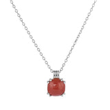 ZFSILVER 925 Silver Red Agate Perfume Bottle Necklace