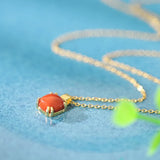 ZFSILVER 925 Silver Red Agate Perfume Bottle Necklace