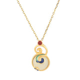 925 Silver South Red Agate Hetian Jade Enamel Necklace