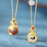925 Silver South Red Agate Hetian Jade Enamel Necklace