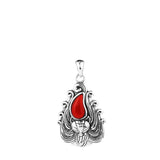 925 Sterling Thai Silver Red Agate Fox Necklace Pendant Wedding Jewelry