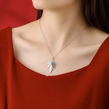 S925 Double Turquoise Maple Leaf Necklace for Women