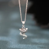 S925 Sterling Thai Silver Red Agate Fox Necklace Pendant