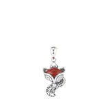 S925 Sterling Thai Silver Red Agate Fox Necklace Pendant