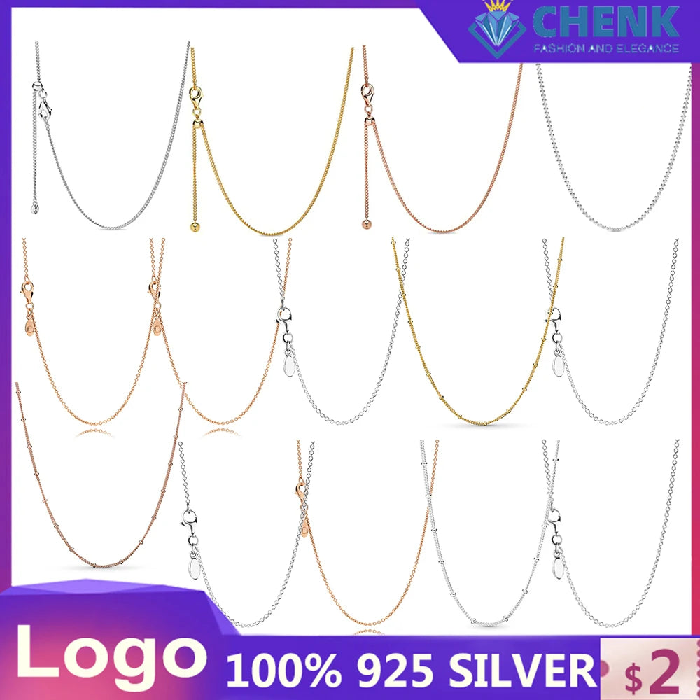 Adjustable MultiSize Colorful Necklace for Women 925 Sterling Silver