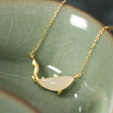 ZFSILVER S925 Hetian Jade Dolphin Necklace for Women