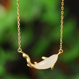 ZFSILVER S925 Hetian Jade Dolphin Necklace for Women