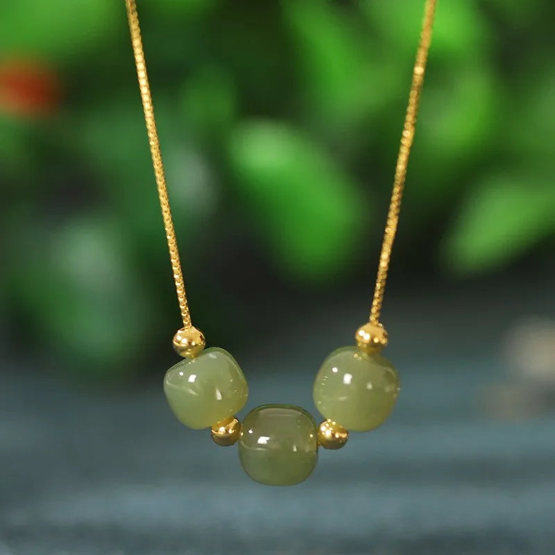 S925 Sterling Silver Hetian Jade FT HITA Necklace For Women