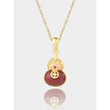 ZFSILVER S925 Sterling Silver Red Agate Hetian Jade Money Gourd Necklace