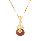 ZFSILVER S925 Sterling Silver Red Agate Hetian Jade Money Gourd Necklace