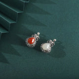 925 Sterling Thai Silver Red Agate Money Lucky Bag Necklace Pendant