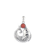 925 Silver Thai South Red Agate Carp Necklace Pendant