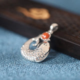 925 Silver Thai South Red Agate Carp Necklace Pendant