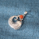 925 Silver Thai South Red Agate Carp Necklace Pendant