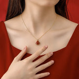 S925 Sterling Silver South Red Agate Fan Skirt Necklace for Women
