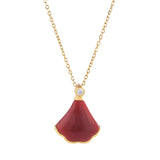 S925 Sterling Silver South Red Agate Fan Skirt Necklace for Women