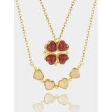 S925 Sterling Silver Hetian Jade South Red Agate 2 Ways Wear Necklace