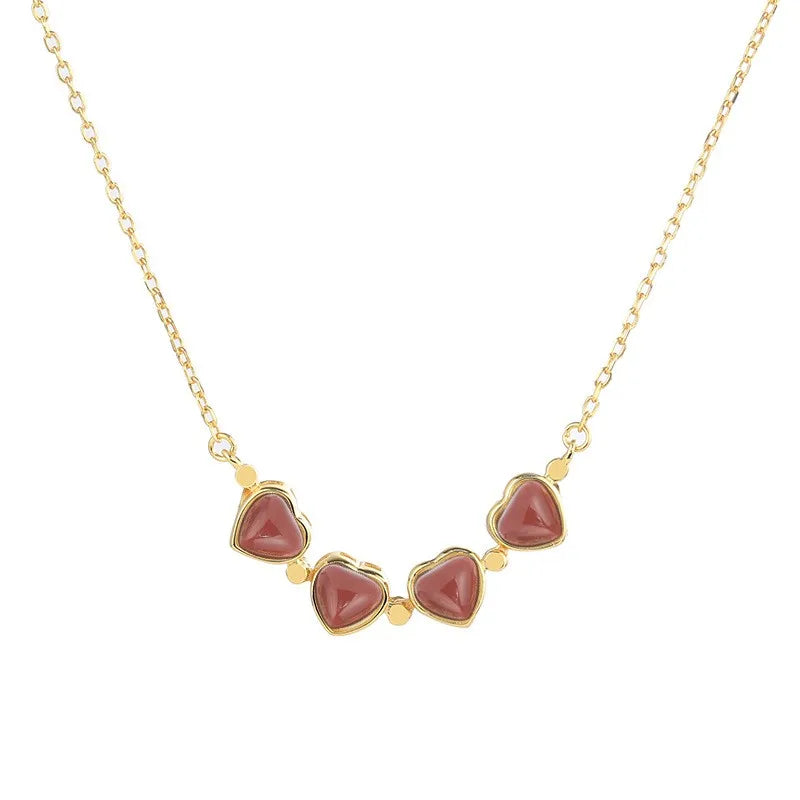 S925 Sterling Silver Hetian Jade South Red Agate 2 Ways Wear Necklace